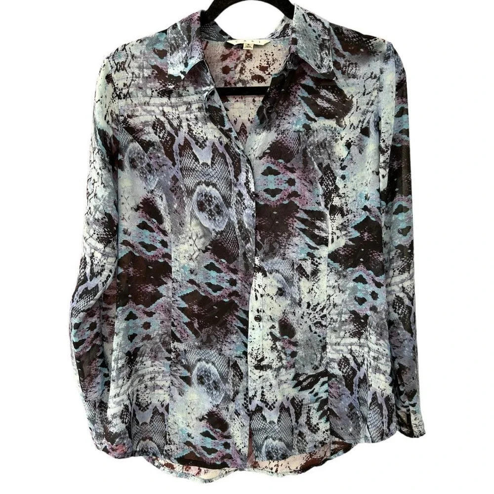 Cabi Women's Blue Python Snake Print Blouse Style… - image 3